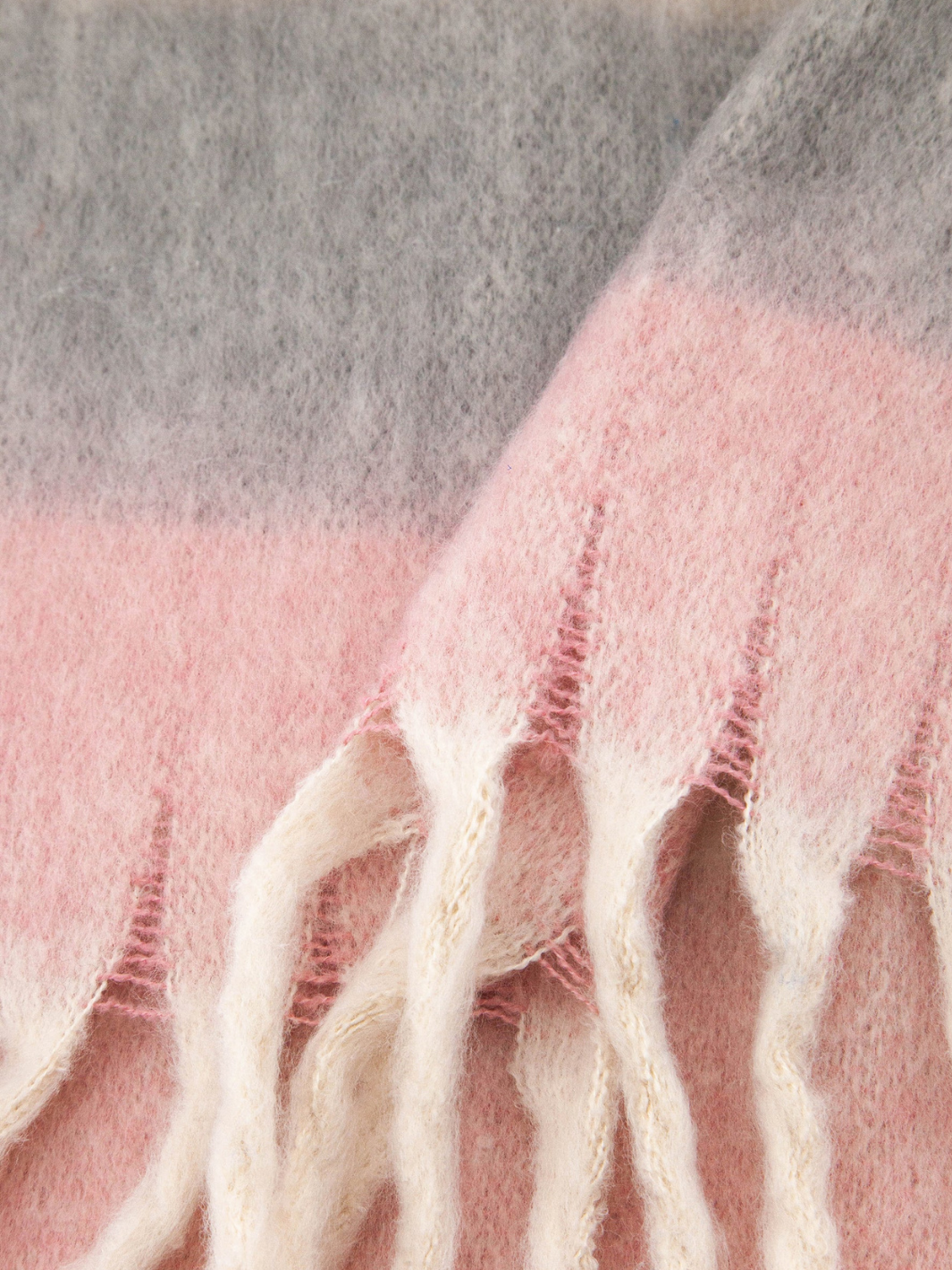 Dusty Pink Heavyweight Check Print Scarf