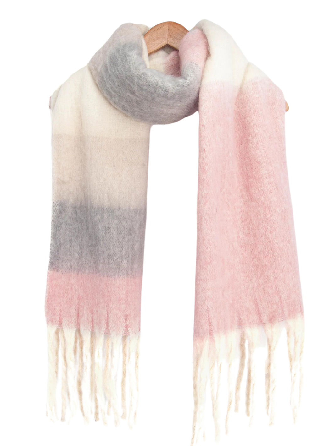 Dusty Pink Heavyweight Check Print Scarf