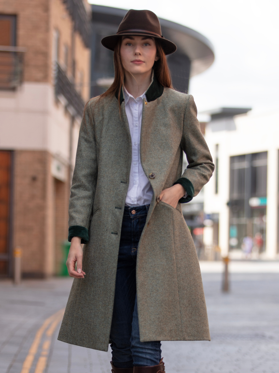Lichfield Long Green Tweed Coat Made in England – John Partridge & Co