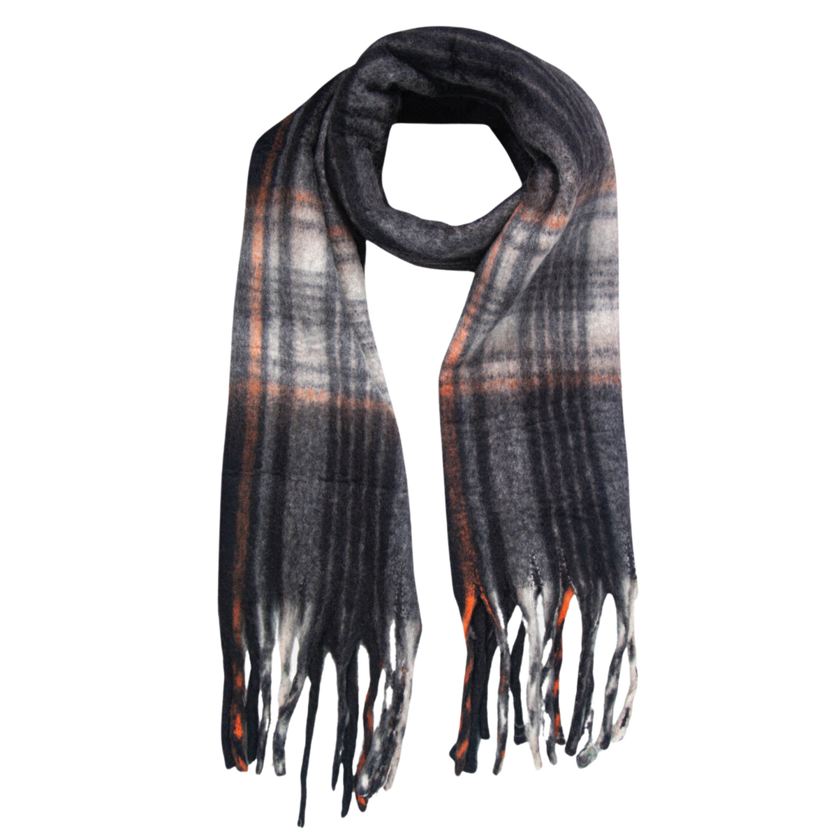 Heavyweight Check Print Scarf - Black