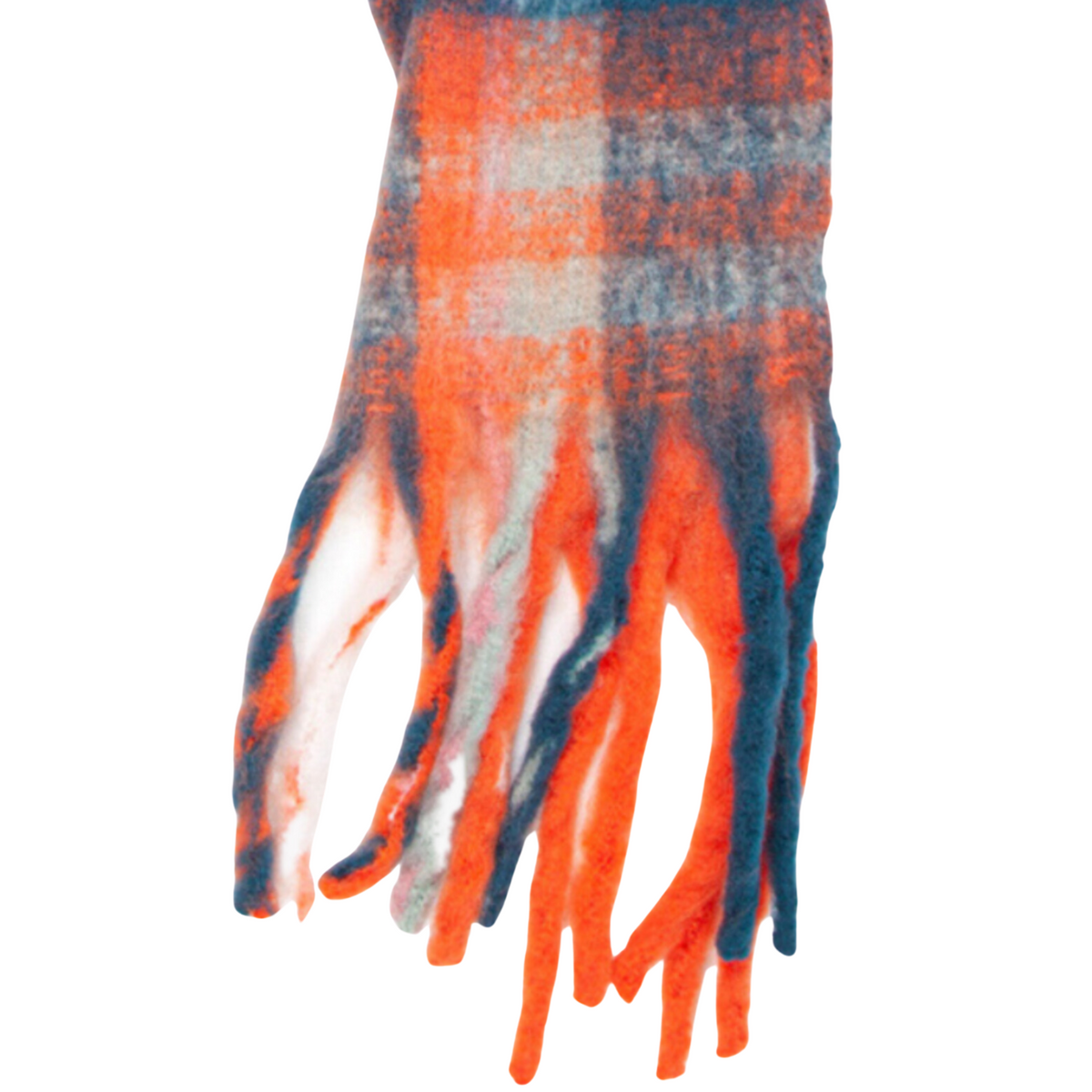 Heavyweight Check Print Scarf - Orange Blue