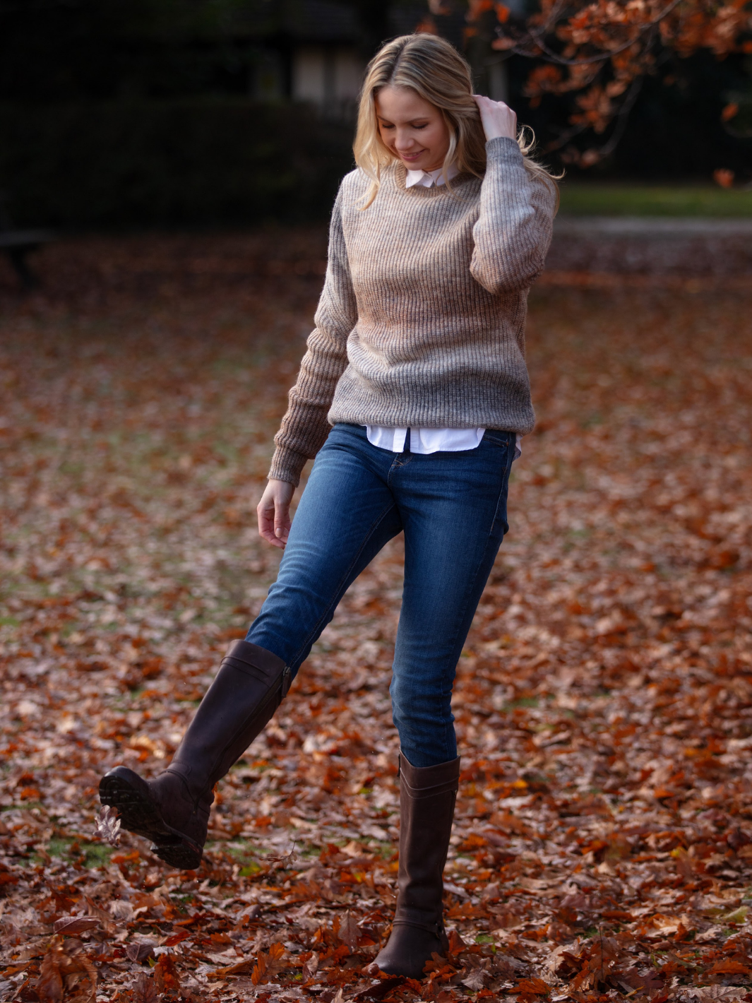 Ombre Eco Crew Neck - Brown Melange