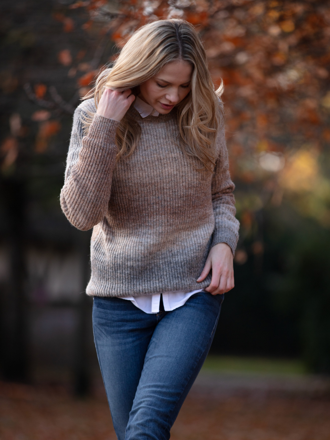 Ombre Eco Crew Neck - Brown Melange