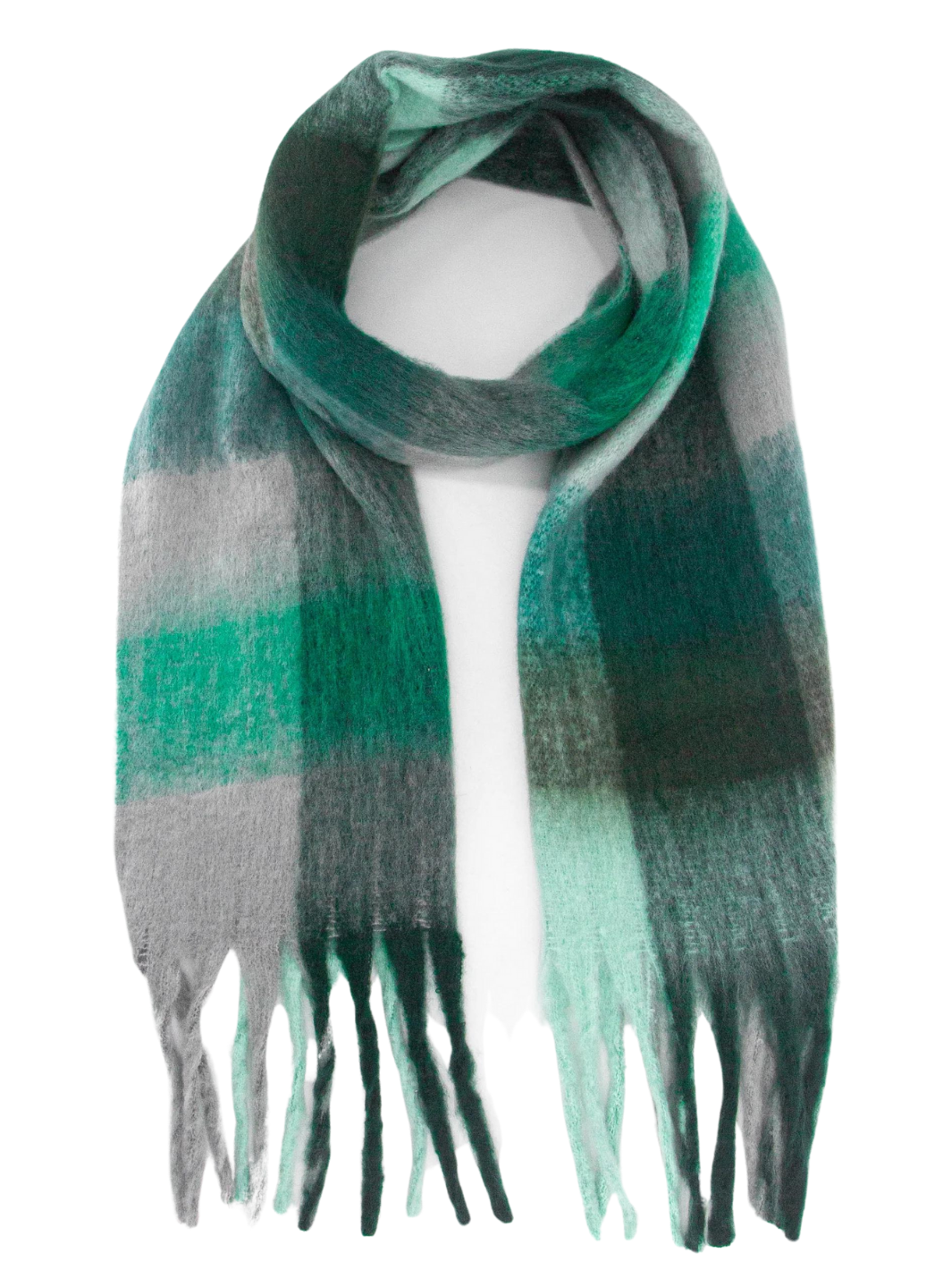 Teal Heavyweight Check Print Scarf