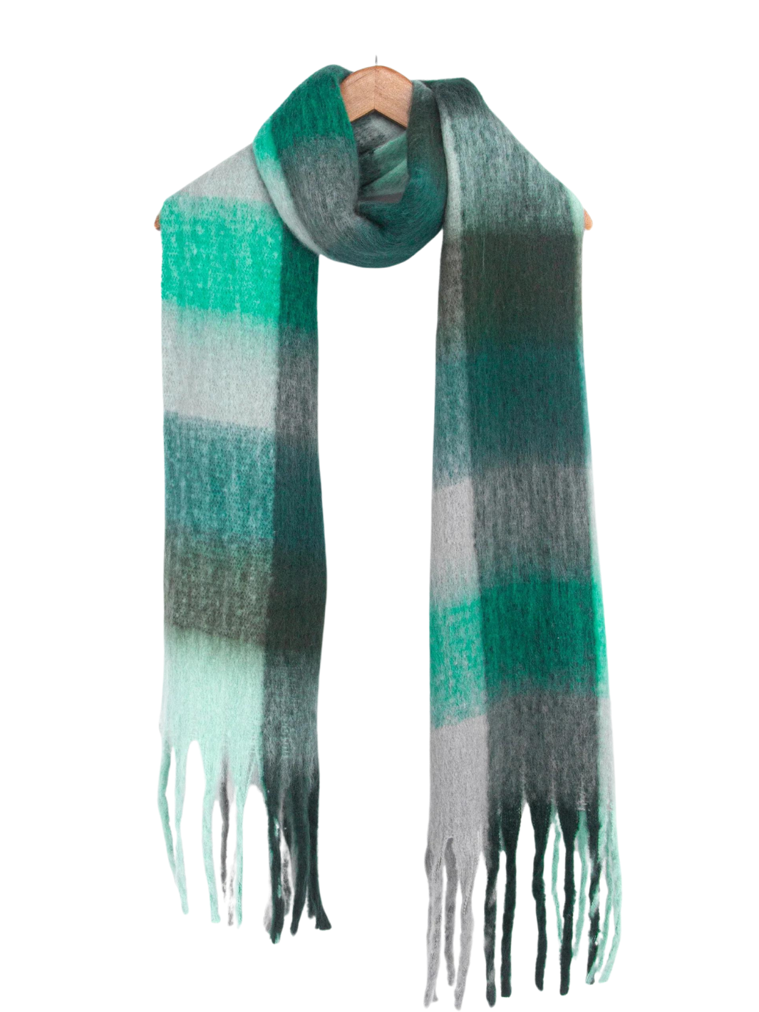 Teal Heavyweight Check Print Scarf