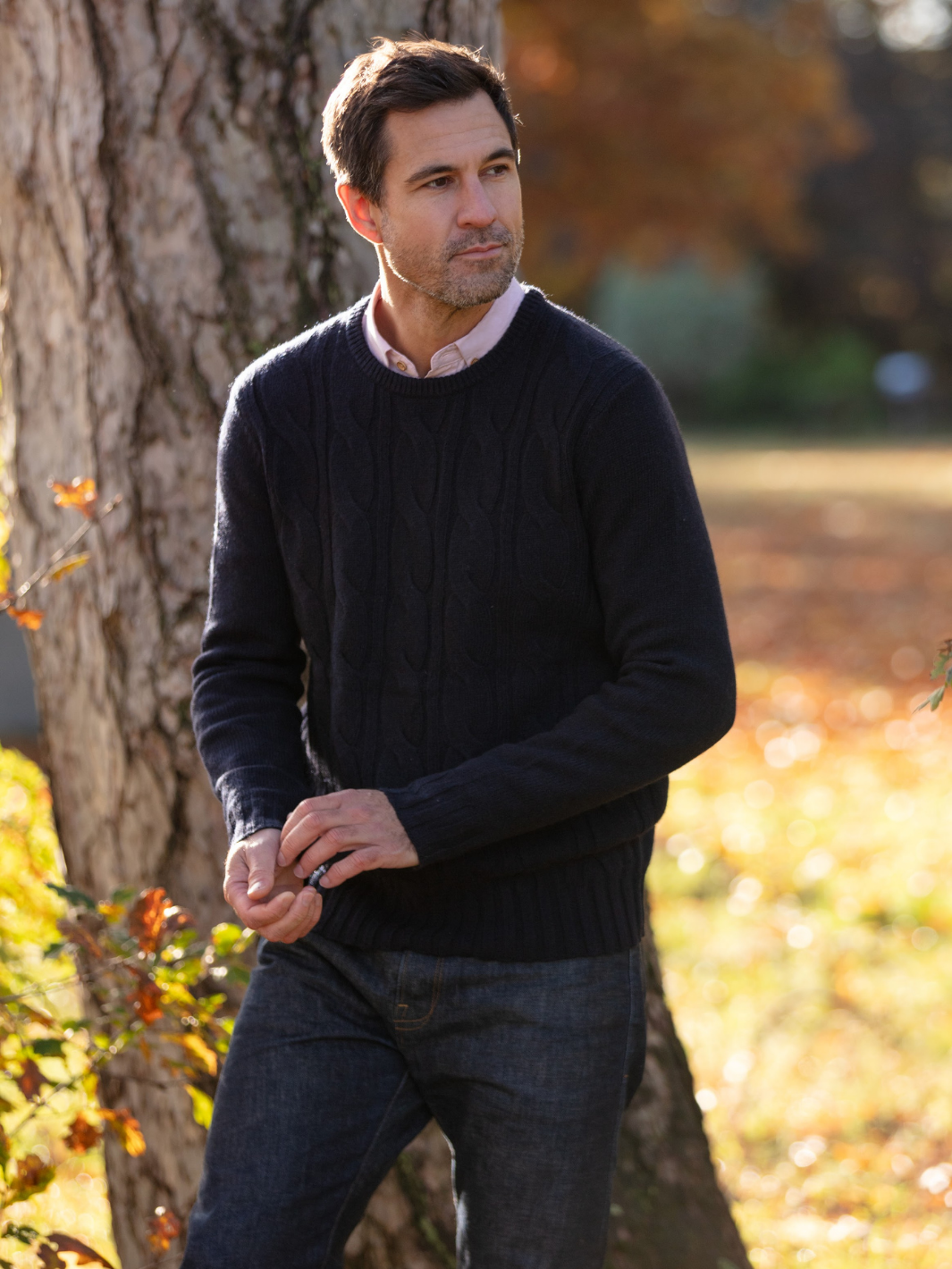 Cable Knit Jumper - Navy