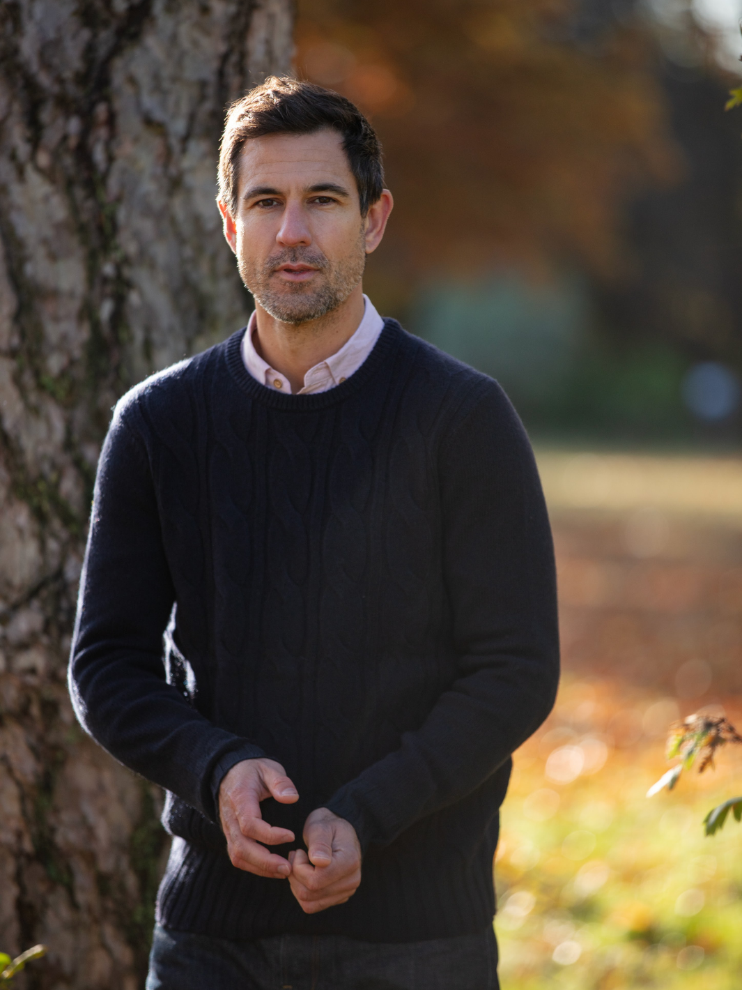 Navy Cable Knit Jumper Knitwear John Partridge Co