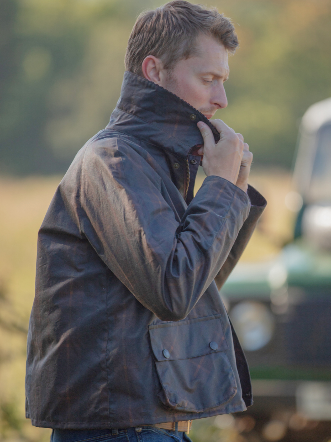 Landowner Short Wax Jacket in Hunter Check – John Partridge & Co