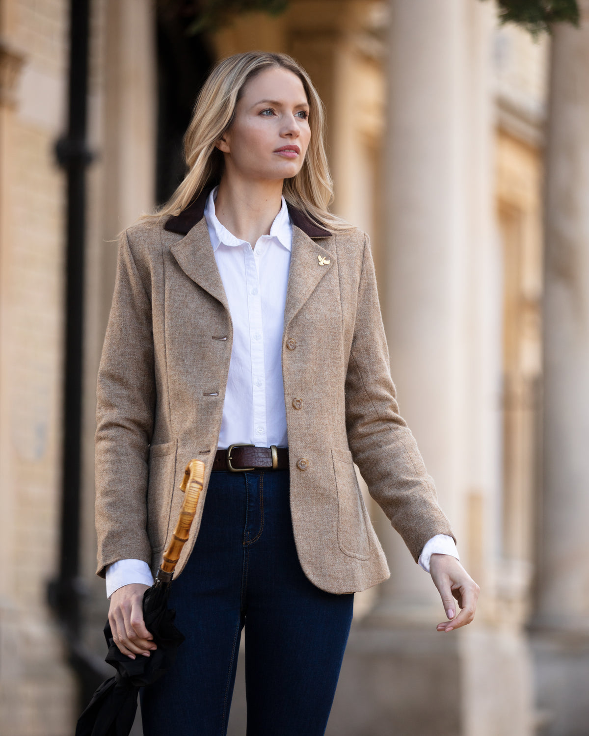 Arena Tweed Blazer - Stone - John Partridge & Co