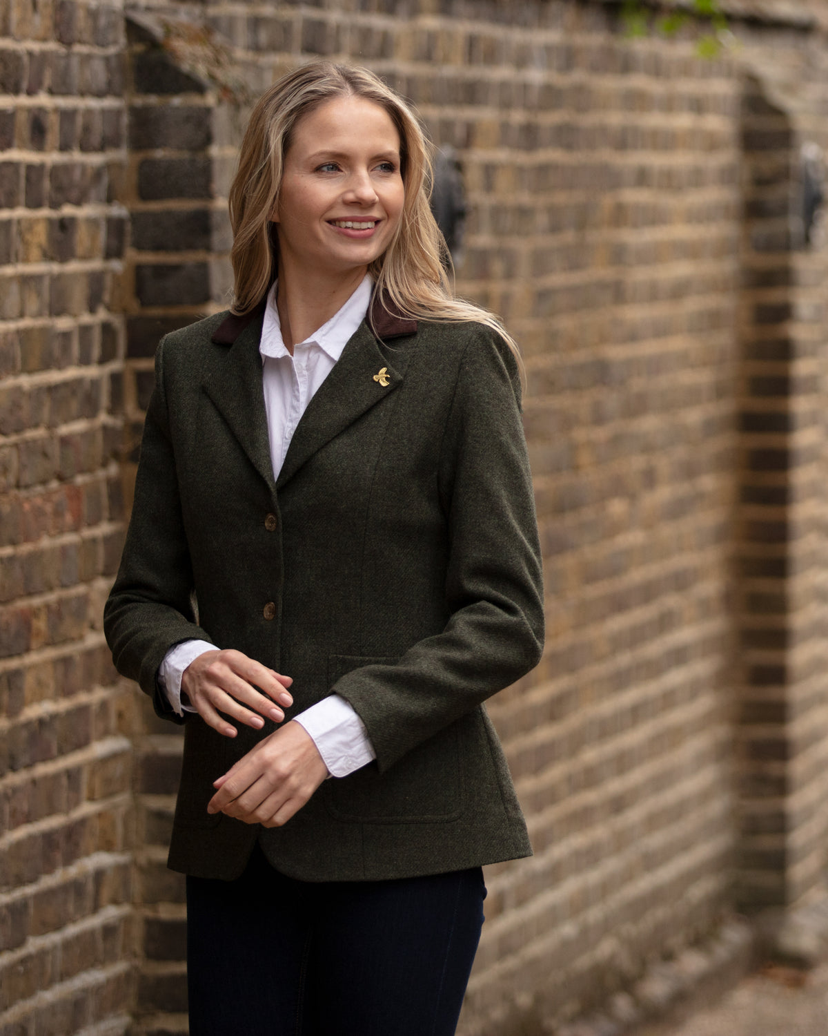 Womens Tailored Green Tweed Blazer - Country Style Jacket