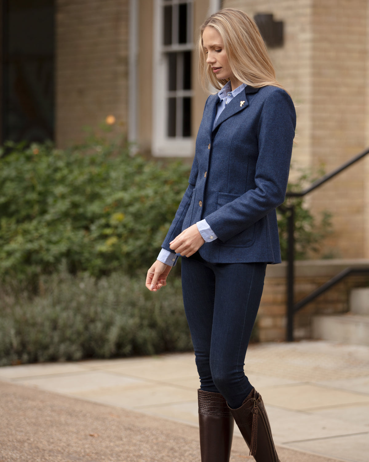 Arena Tweed Blazer - Navy Blue - John Partridge & Co
