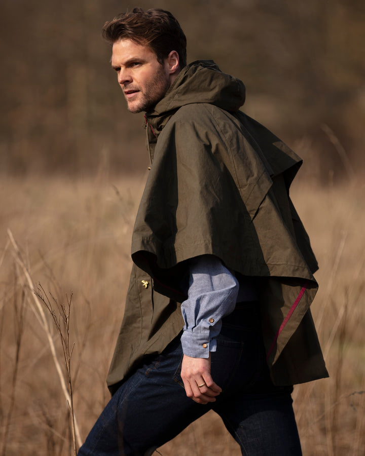 Khaki Wax Cape | Unisex Capes | John Partridge & Co