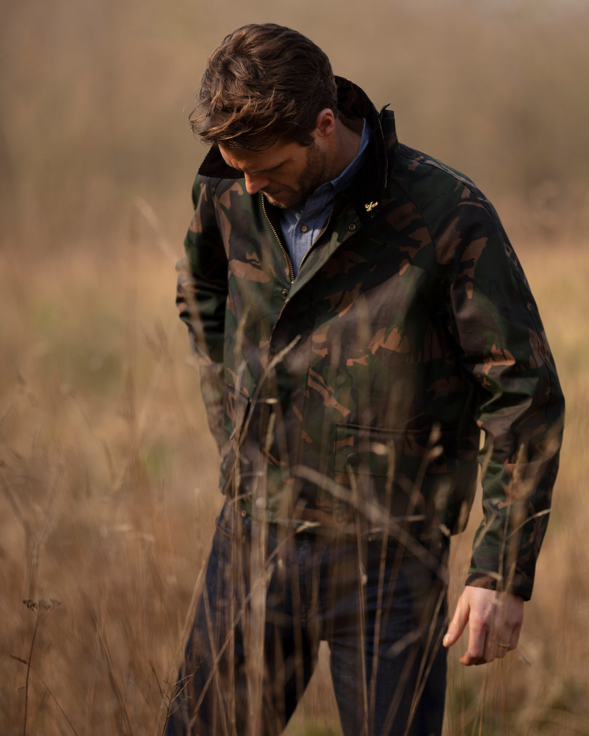 Landowner Short Wax Walking Jacket - Olive Camo | John Partridge