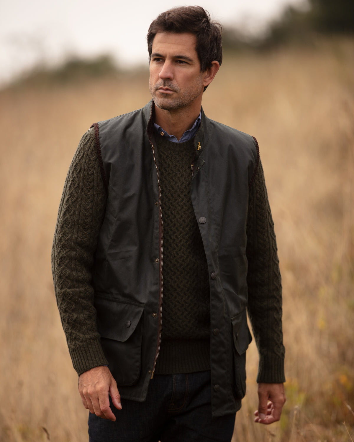 Oakland Wax Gilet - Sage | John Partridge