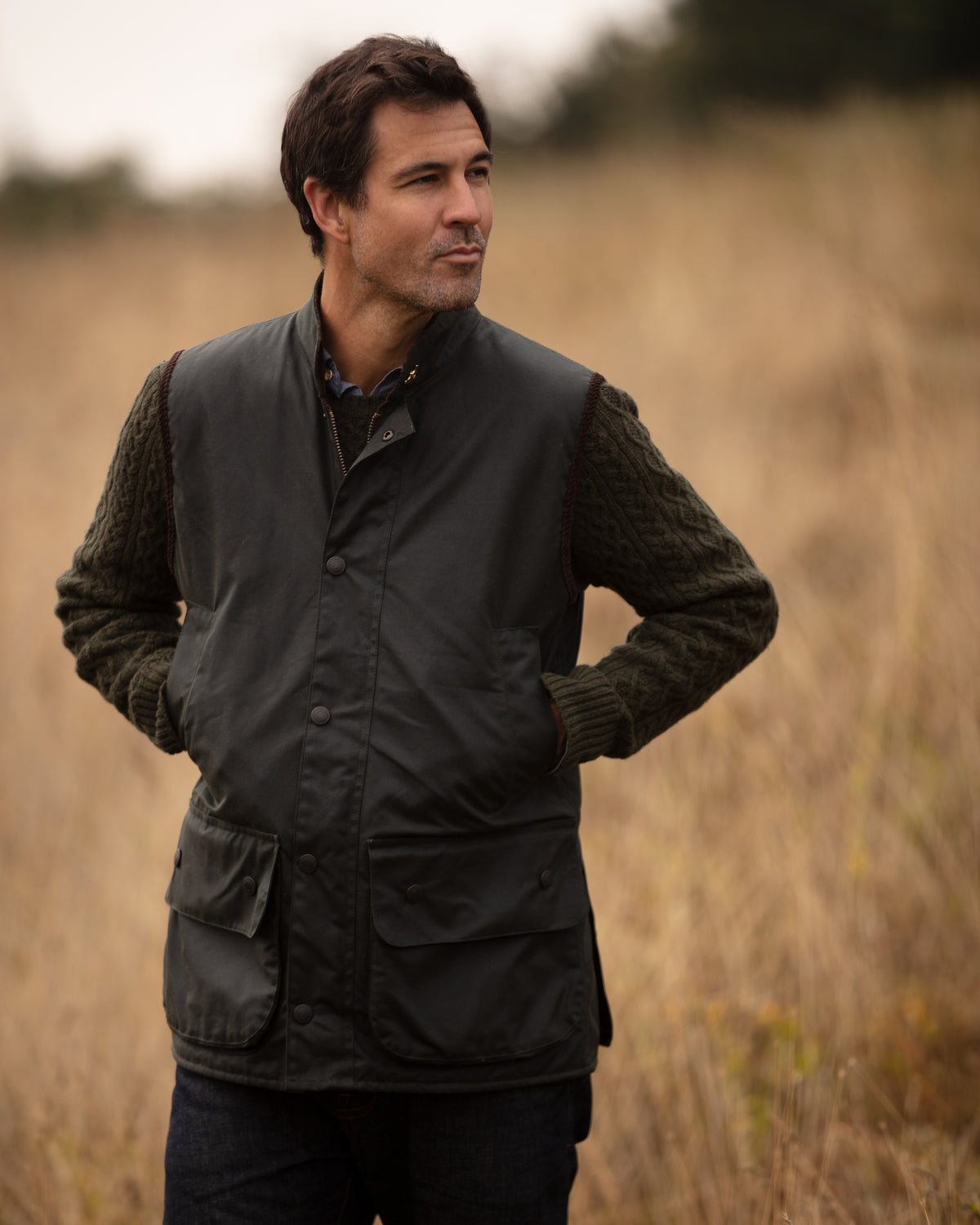 Oakland Wax Gilet - Sage | John Partridge