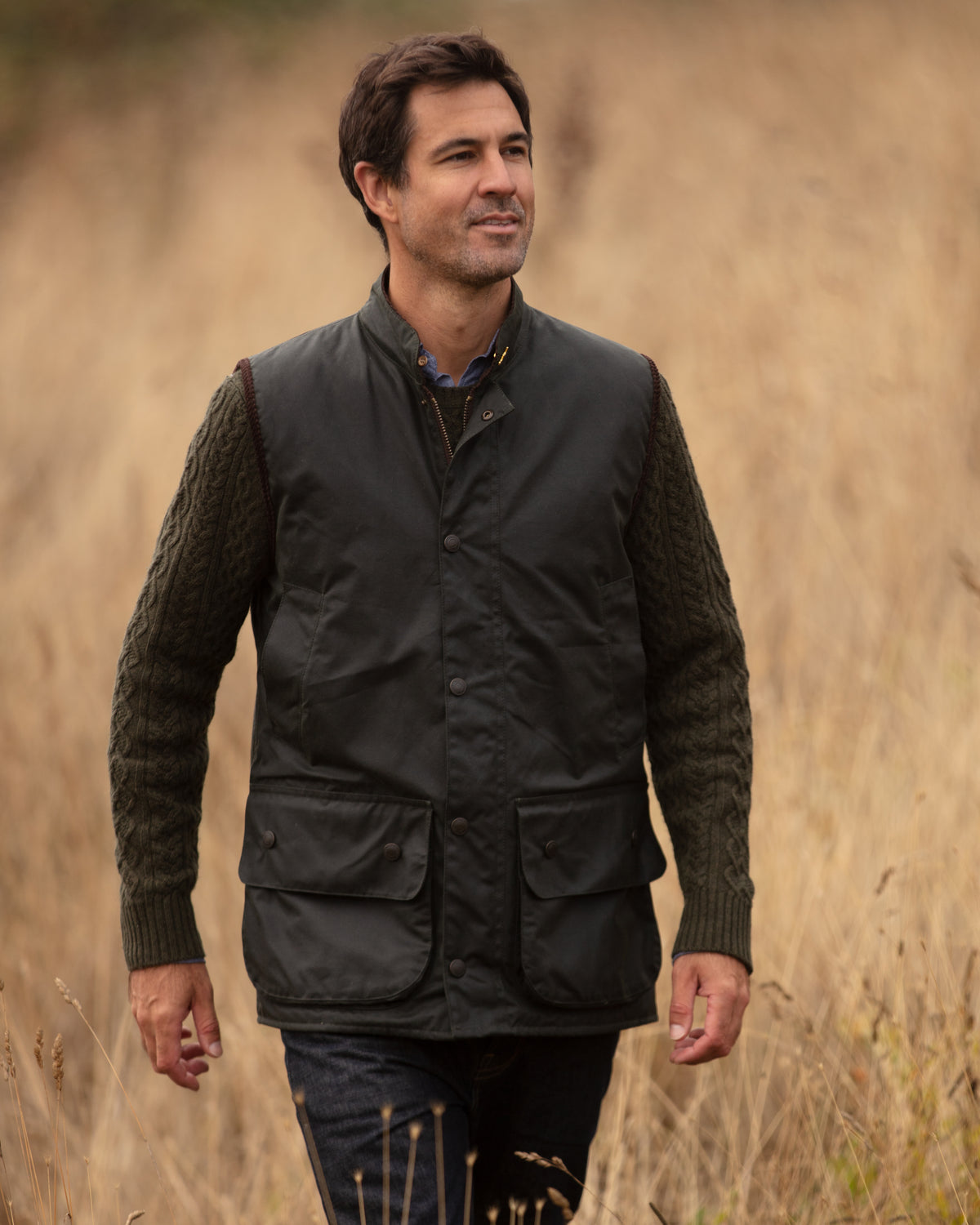 Oakland Wax Gilet - Sage | John Partridge