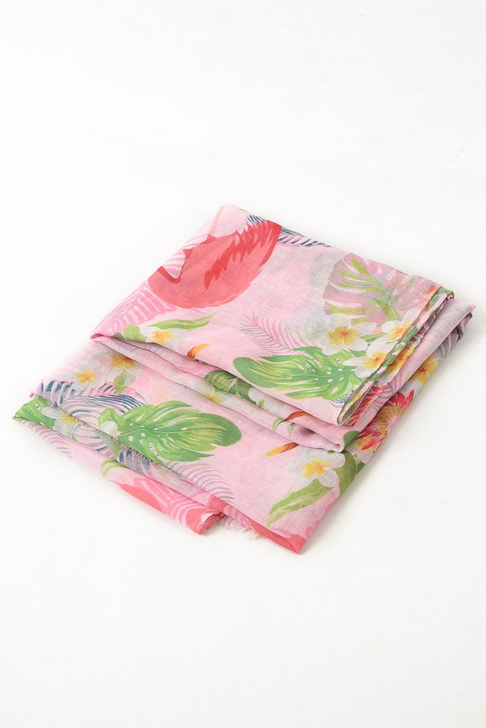 Scarf - Pink Tropical Frangipanis - John Partridge & Co