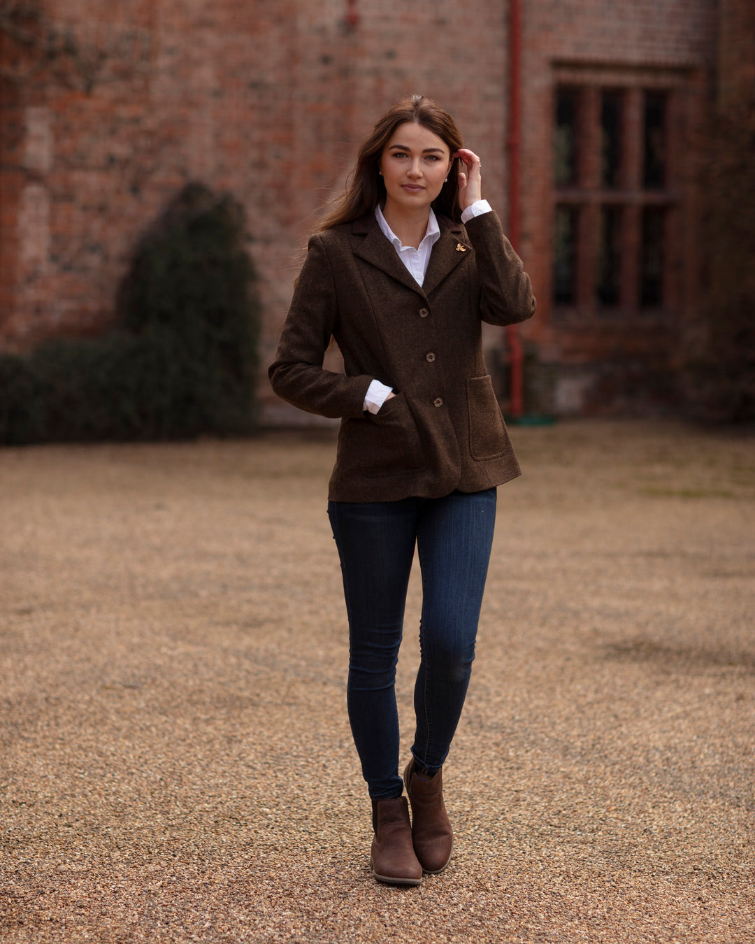 Arena Tweed Blazer Brown Ladies Tweed John Partridge Co