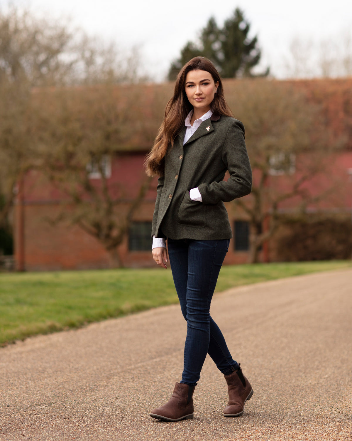 Womens Stylish Green Tweed Blazer Jacket - Country Jacket