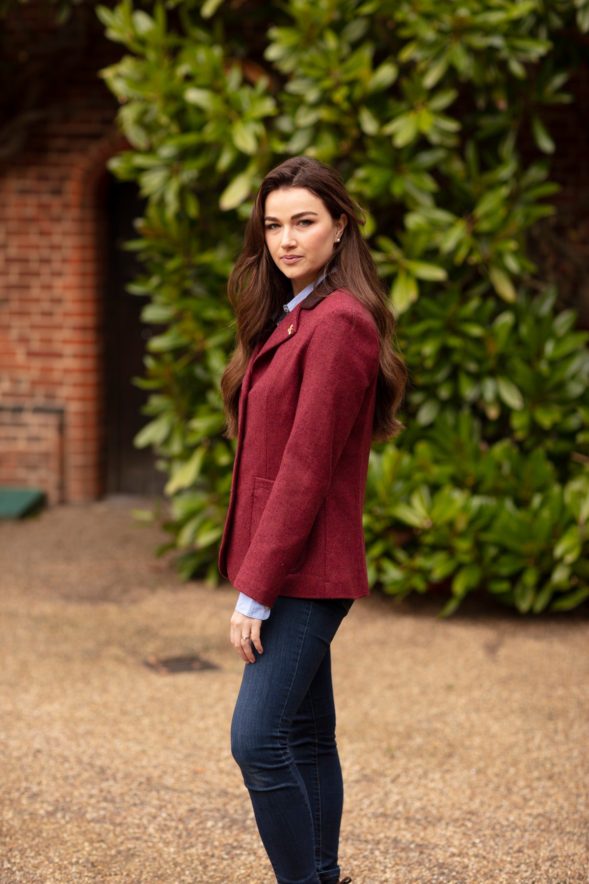 womens red tweed blazer - made in england