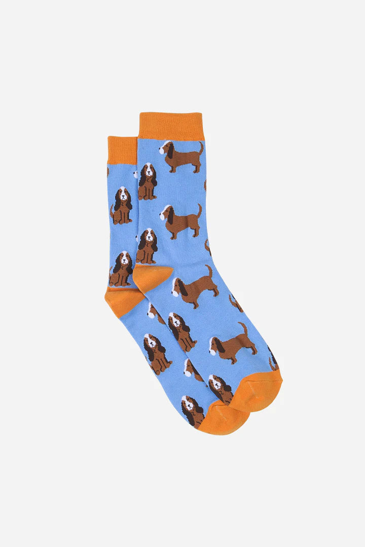 Blue Green Beagle Dog Print Bamboo Mix Socks