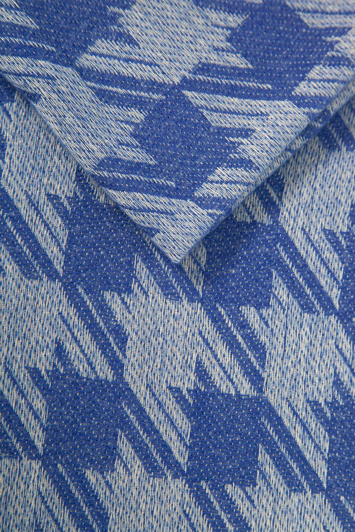 Royal Blue Houndstooth Blanket Scarf Tassels
