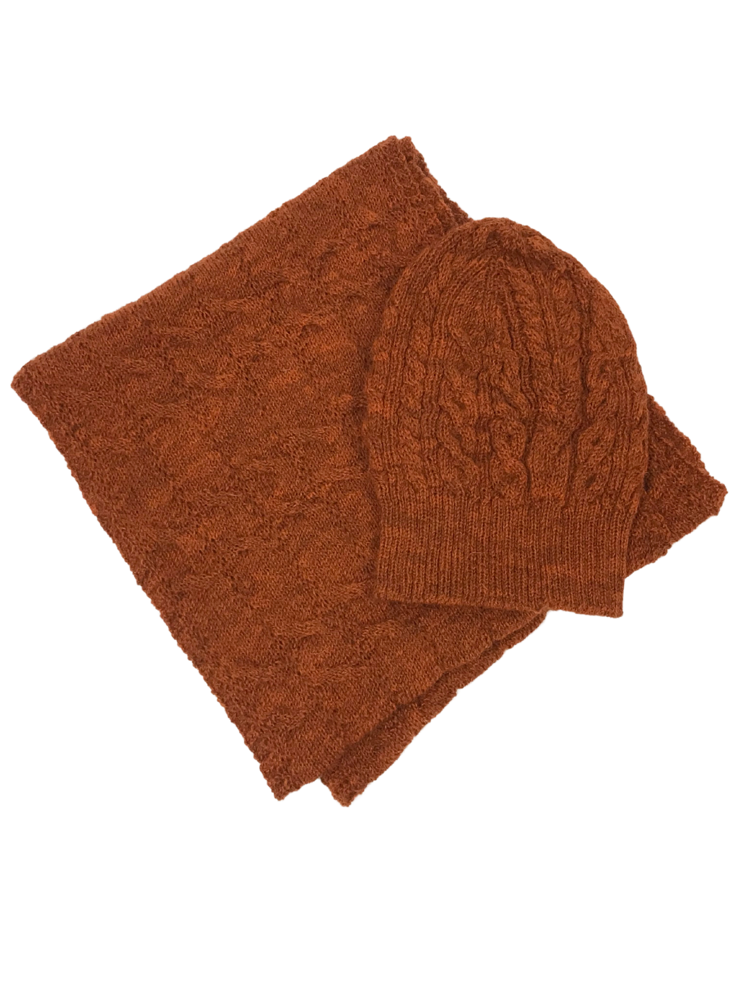 Wool Beanie and Snood in Burnt Orange