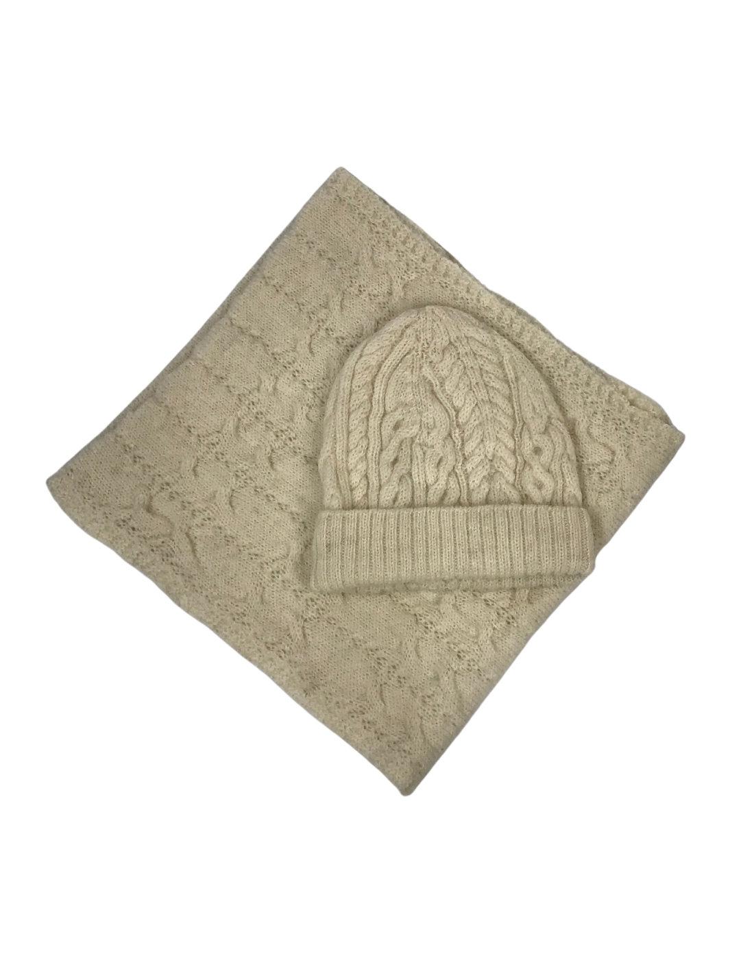 Wool Beanie and Snood in Cream