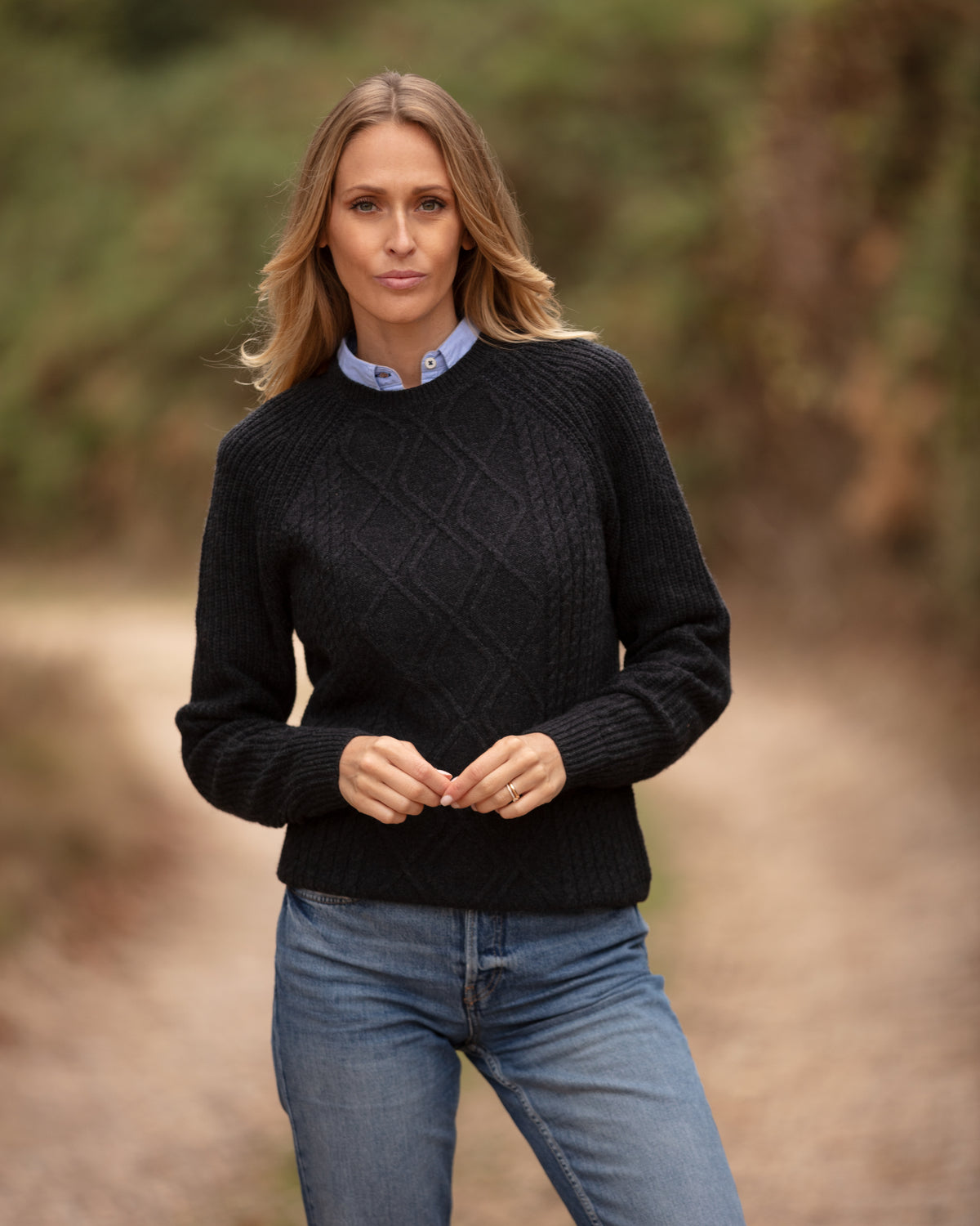 Diamond Panel Crew Neck Jumper Charcoal | John Partridge
