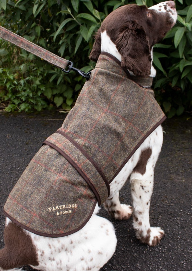 Dog Coat - Brown Check Waxed Tweed - John Partridge & Co