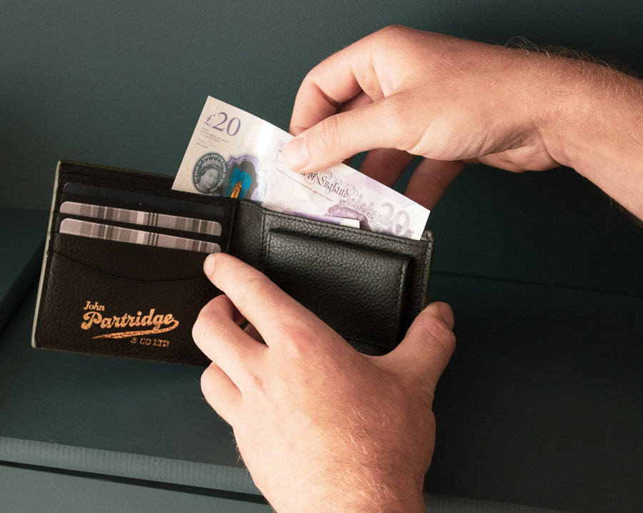 Black Genuine Leather Zipper Men's Bifold Wallet with coin pocket New Black Genuine Leather Zipper Men's Bifold Wallet with coin pocket New
