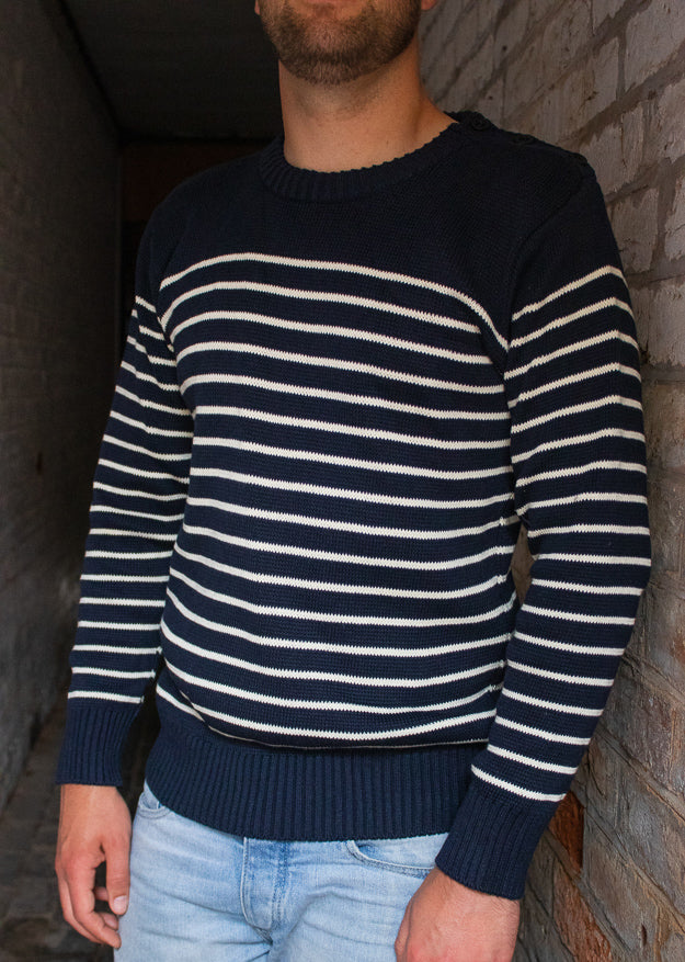 Breton Stripe Sweatshirt - Navy - John Partridge & Co