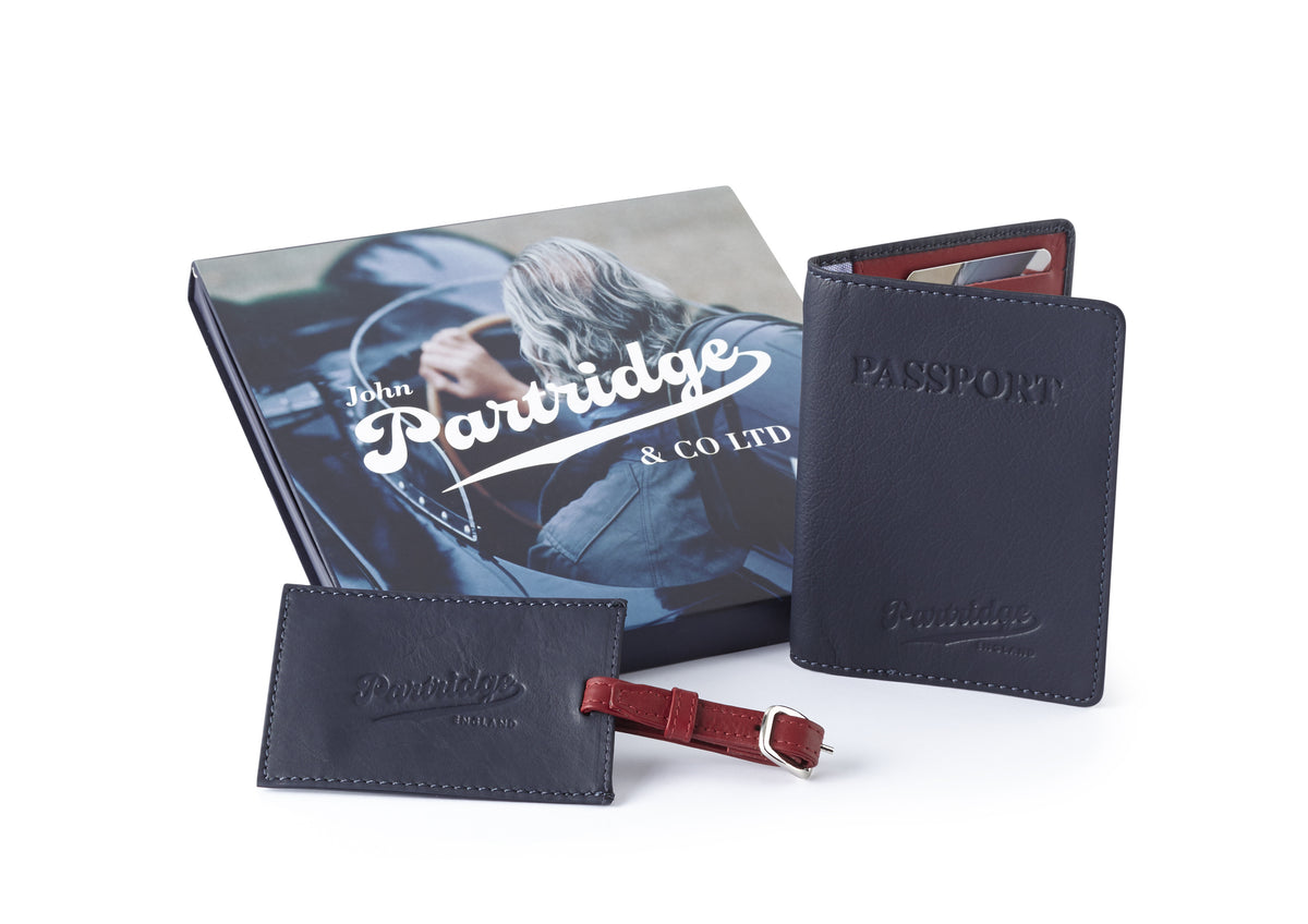 Travel Gift Sets - Sports Leather Navy/Red - John Partridge & Co