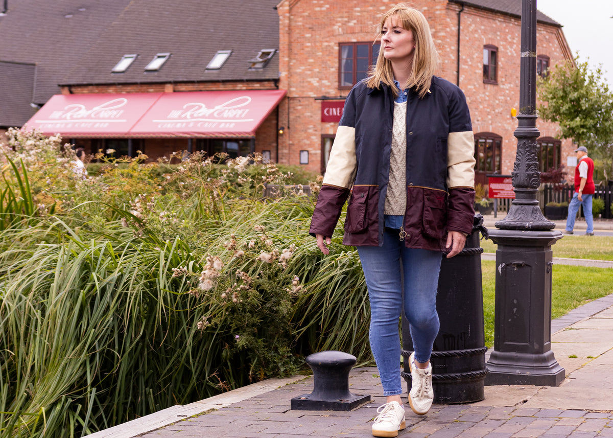 Ladies Landowner Tri-Colour Wax Walking Jacket - Coastal - John Partridge & Co