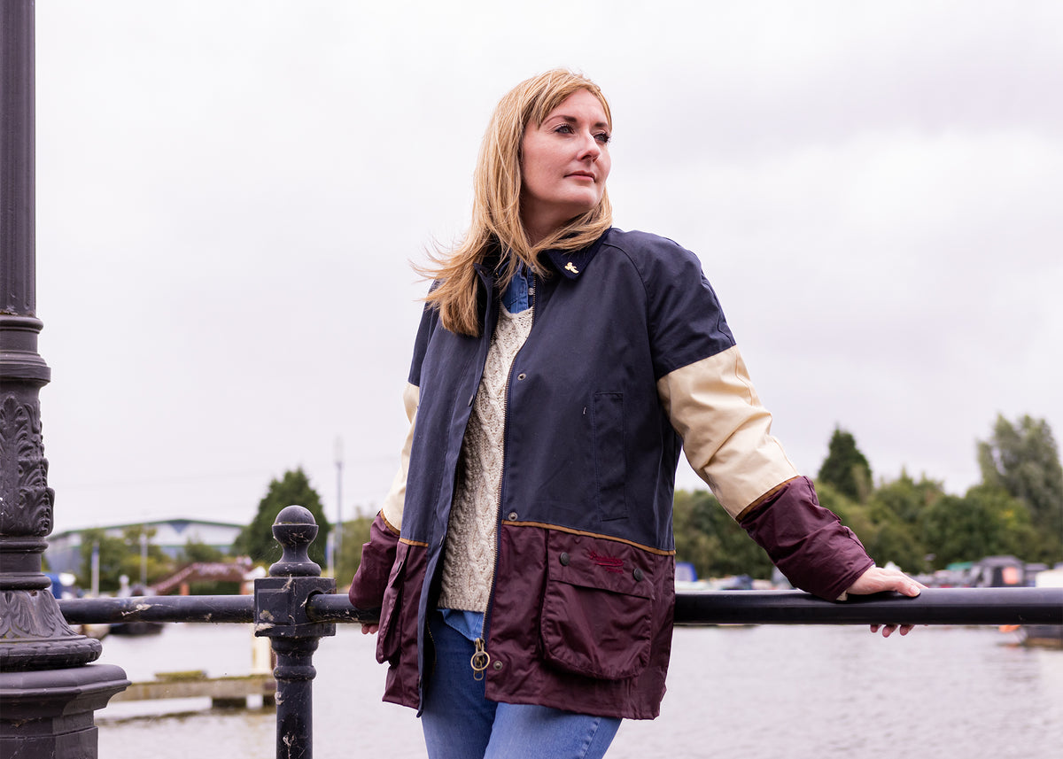 Ladies Landowner Tri-Colour Wax Walking Jacket - Coastal - John Partridge & Co