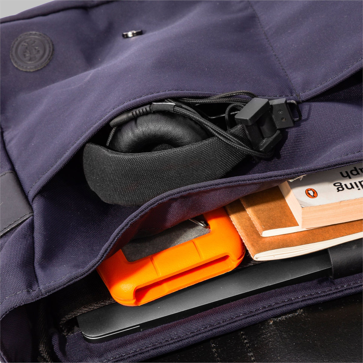 Portland Navy Nylon & Leather Messenger Bag - John Partridge & Co