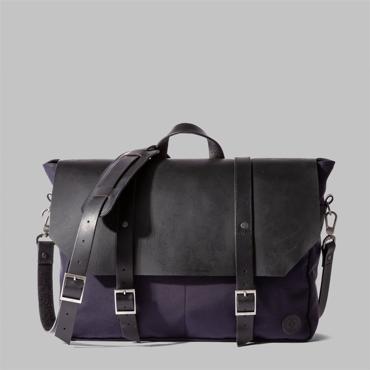 Portland Navy Nylon & Leather Messenger Bag - John Partridge & Co