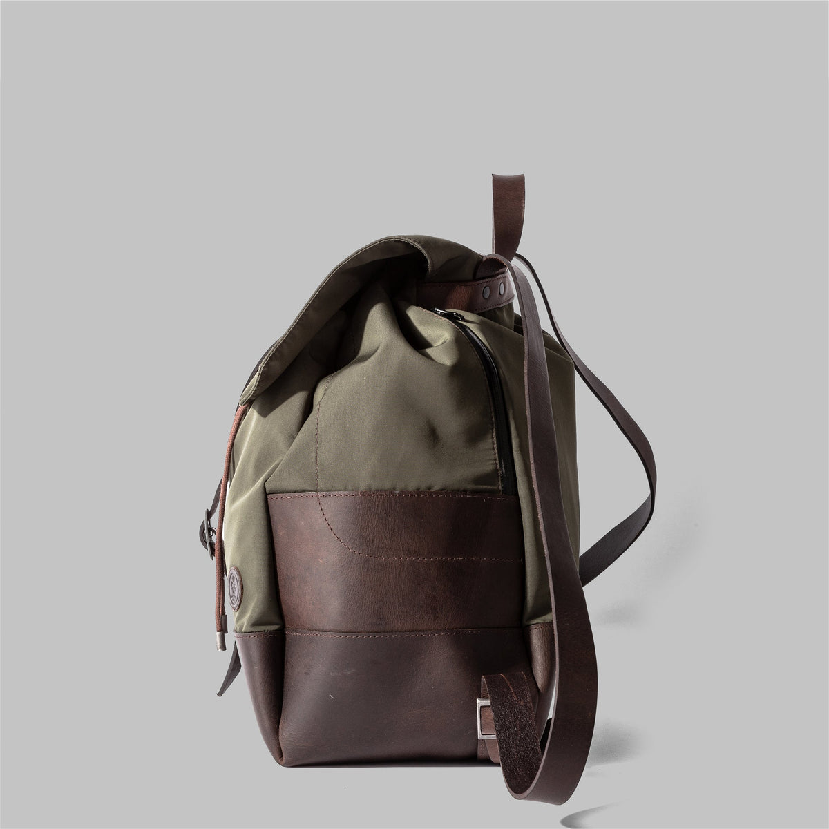 Weston | Womens Olive Green Nylon & Leather Rucksack | UK