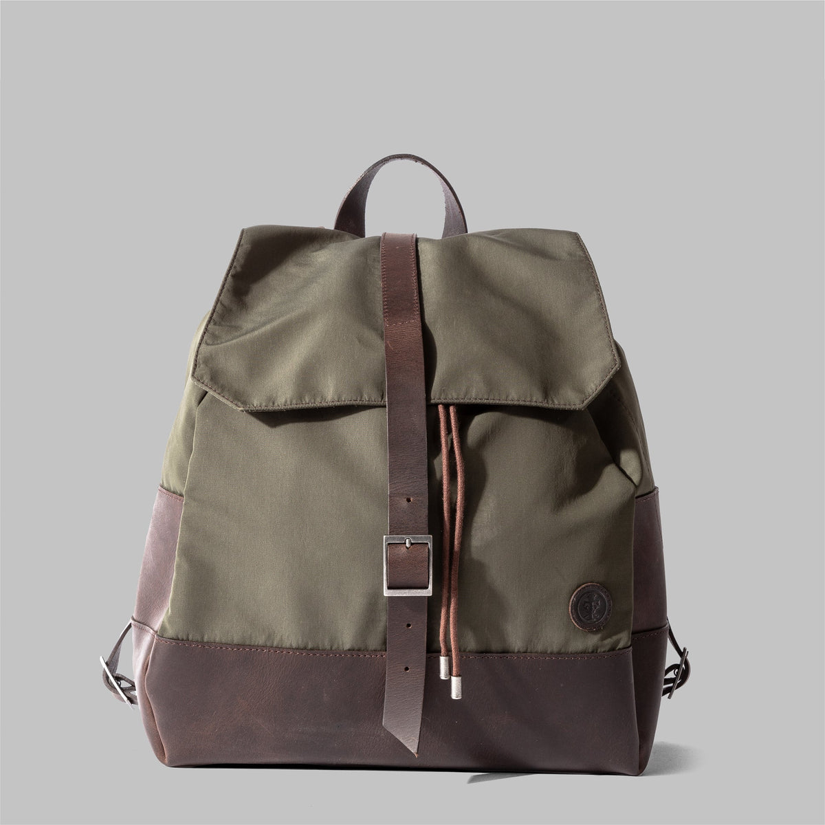 Weston | Womens Olive Green Nylon & Leather Rucksack | Thorndale