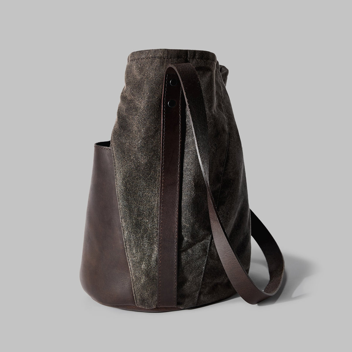 Moseley Brown Waxed Cotton Bucket Bag - John Partridge & Co