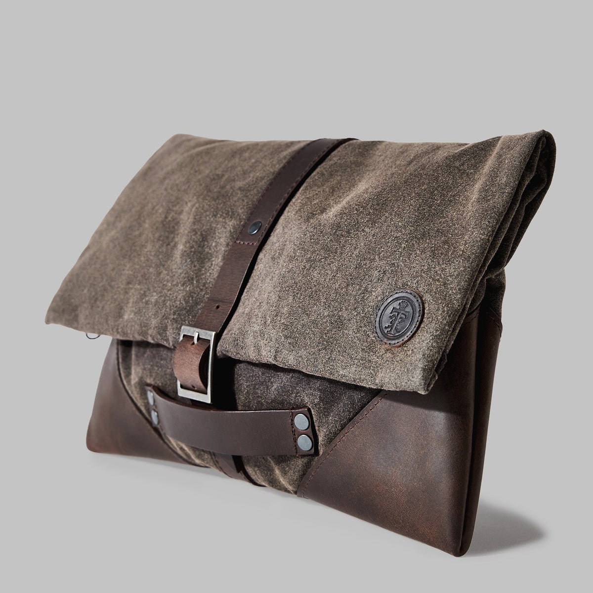 Anslow Brown Waxed Cotton Clutch - John Partridge & Co