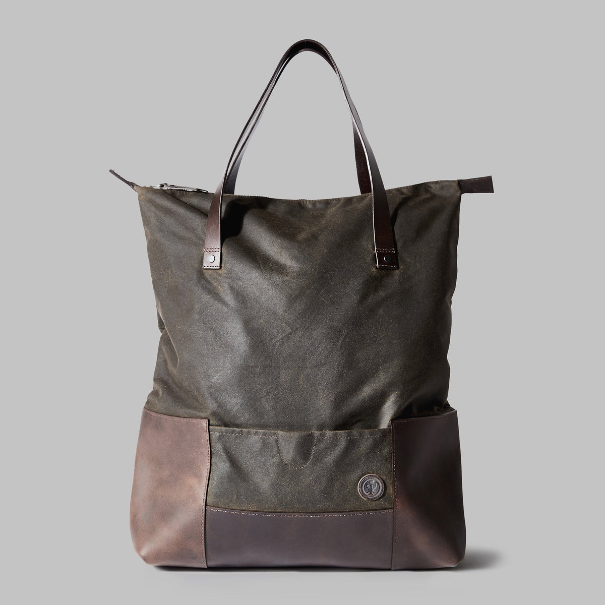 Drayton Olive Waxed Cotton Rucksack Tote - John Partridge & Co