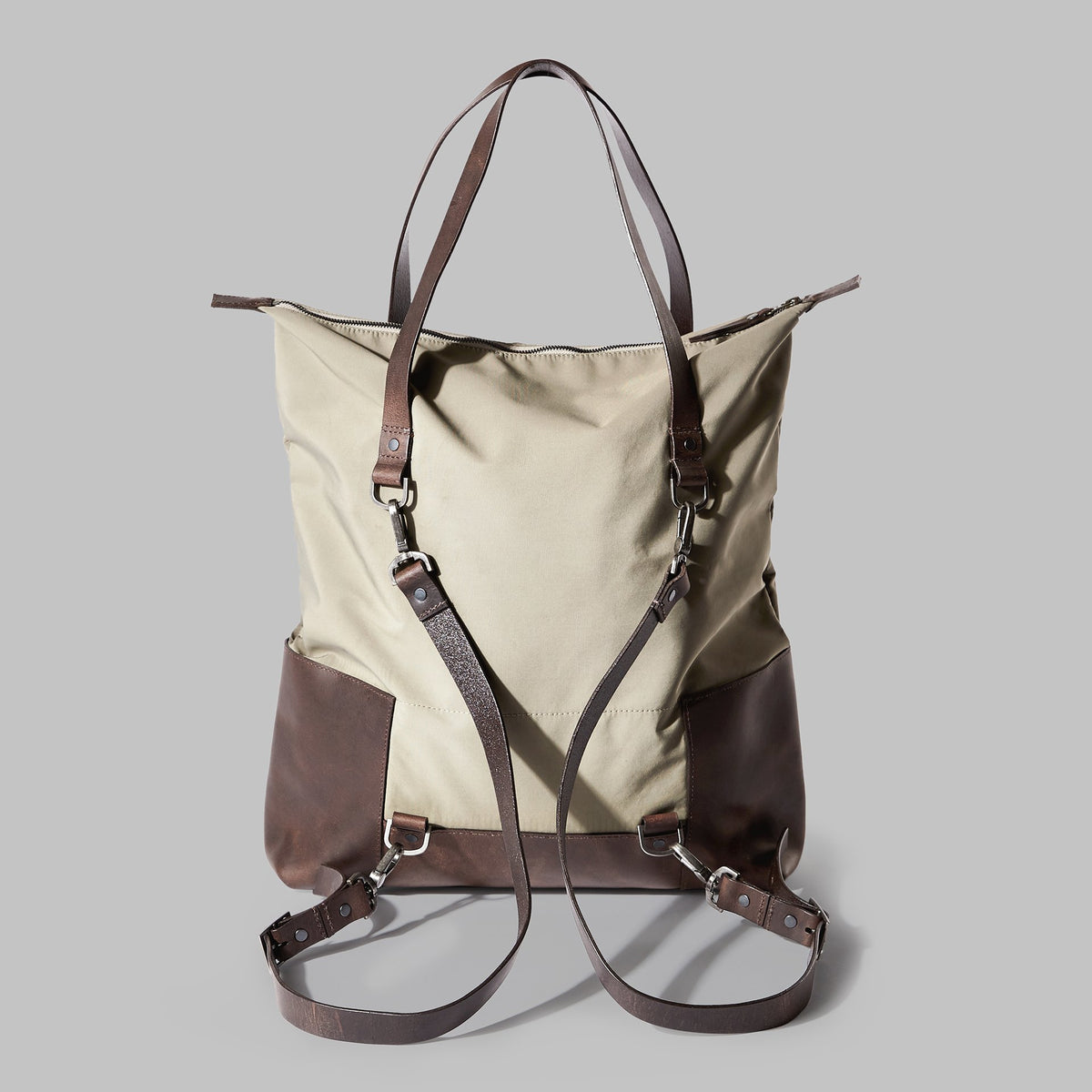 Drayton Beige Nylon Rucksack Tote - John Partridge & Co