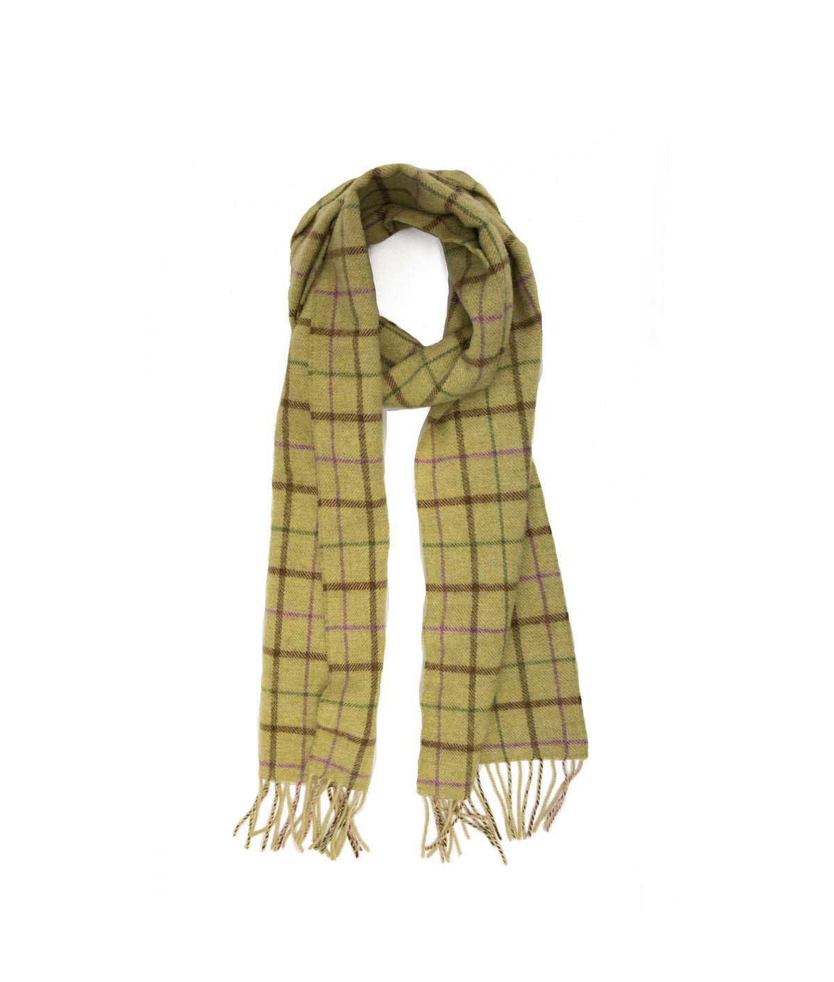 Lambswool Check Scarf -  Pistachio - John Partridge & Co
