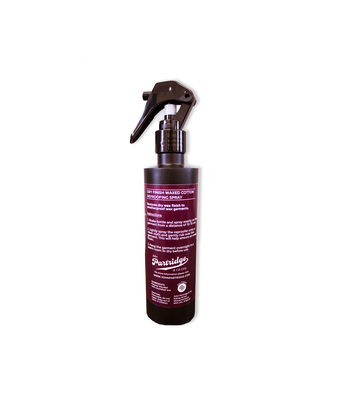 Waxed Cotton Reproofing Spray - Dry Finish - John Partridge & Co