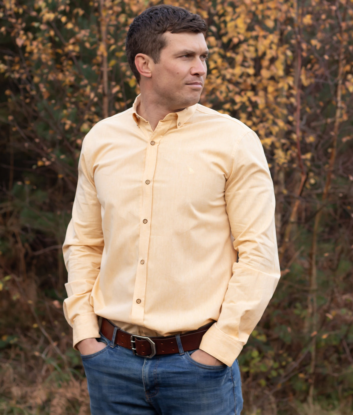 Ridware Chambray Shirt - Yellow - John Partridge & Co